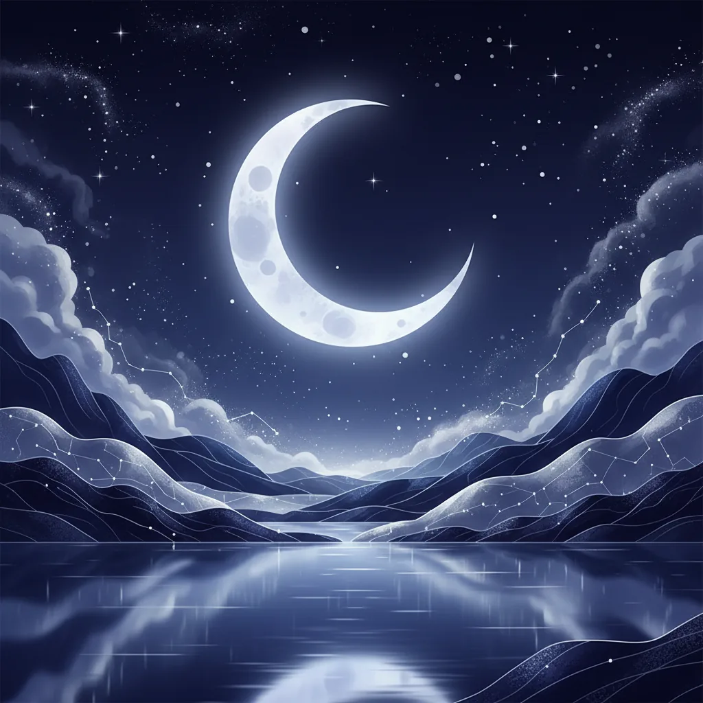 Ilustração artística da Lua cheia brilhando sobre um oceano calmo, representando a influência lunar nos nascidos na segunda-feira.