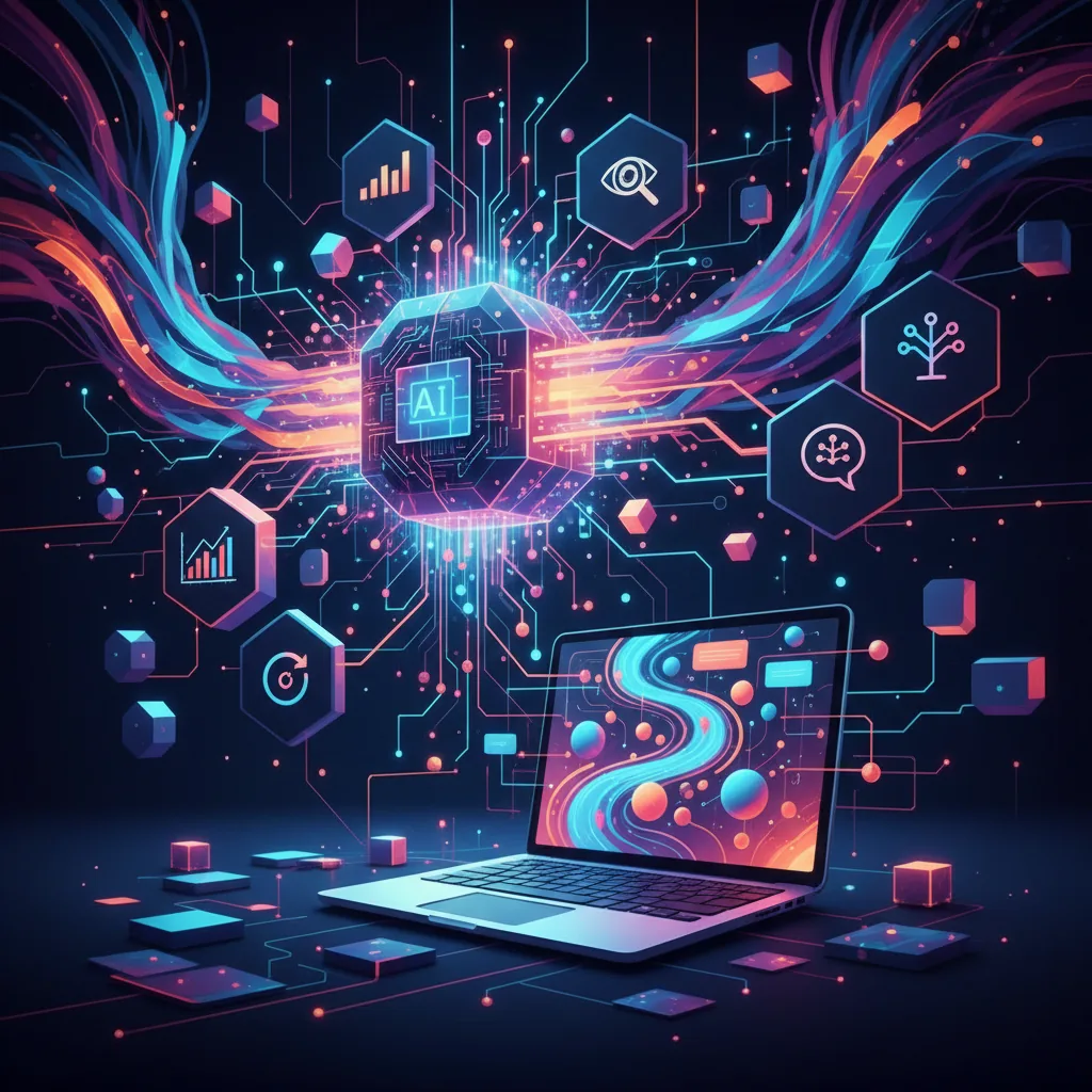 Inteligência artificial analisando dados de performance digital para o BlogAI