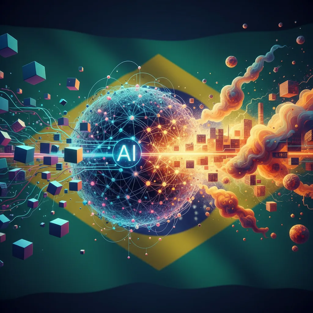 Inteligência artificial analisando conteúdo de empresas brasileiras para otimização AEO e GEO