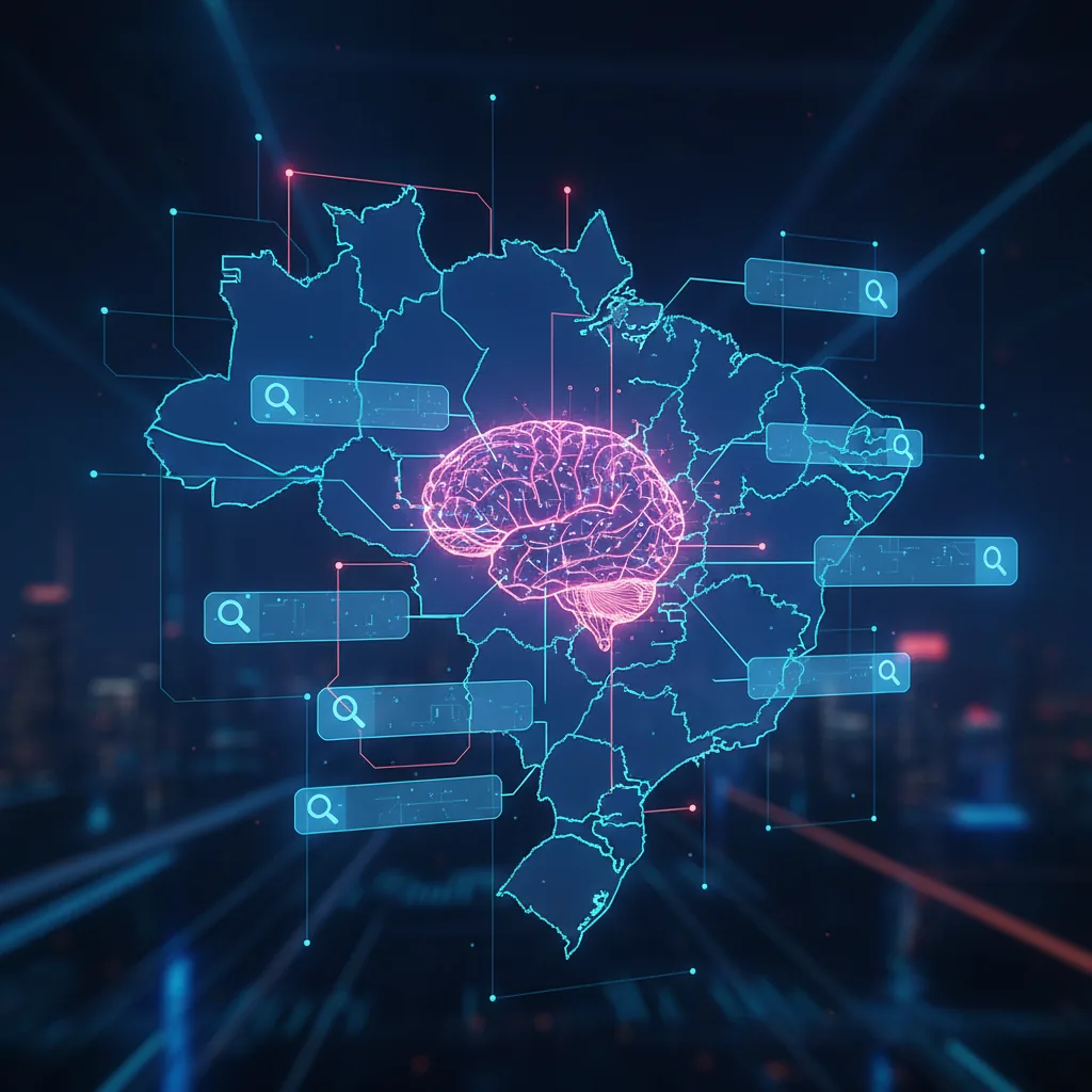 Infográfico digital mostrando a conexão entre o ChatGPT e os motores de busca AEO e GEO em 2026