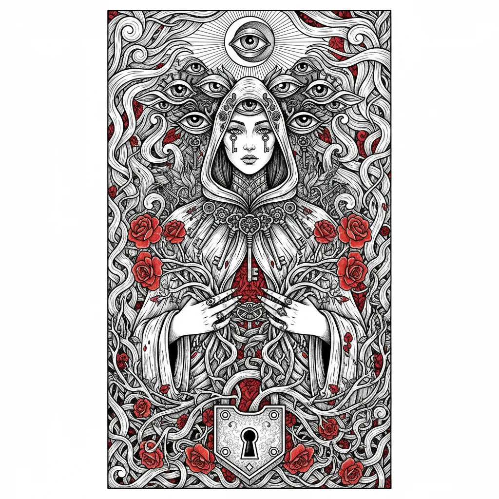 Ilustração artística representando o futuro Tarô Susano Correia, com simbolismo surreal e místico.
