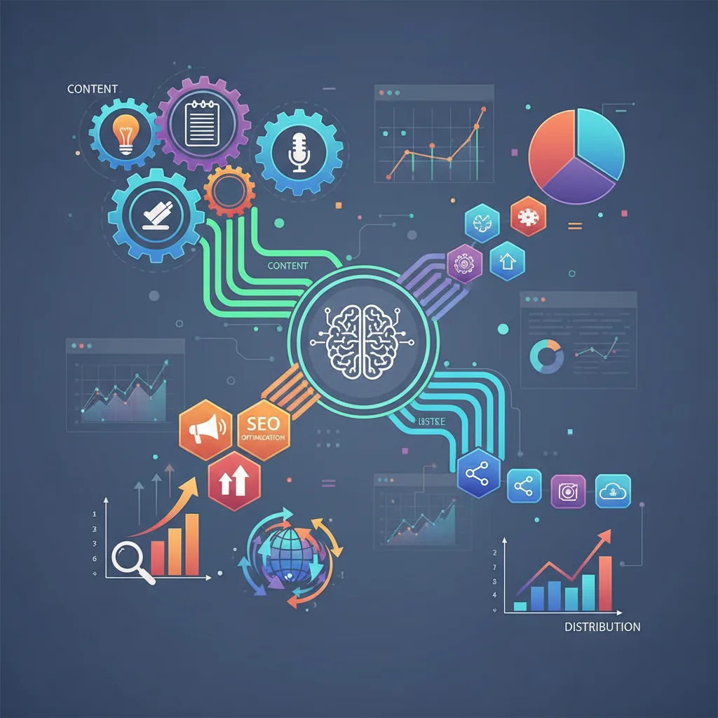 Imagem ilustrativa de um fluxograma estruturado para otimização de conteúdo com SEO para PMEs.