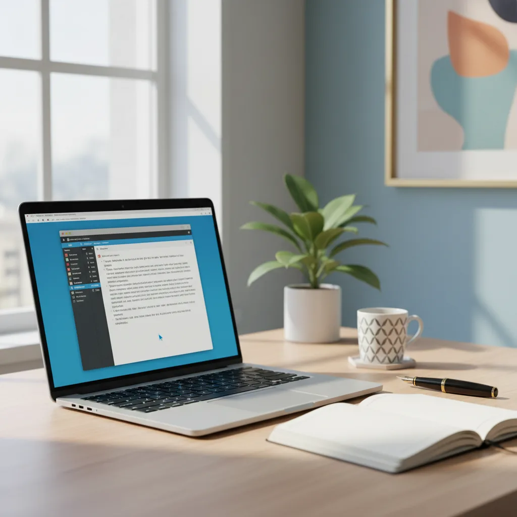 Uma pessoa digitando em um laptop, pesquisando como escolher a melhor agência de copywriting para sua empresa em 2026.
