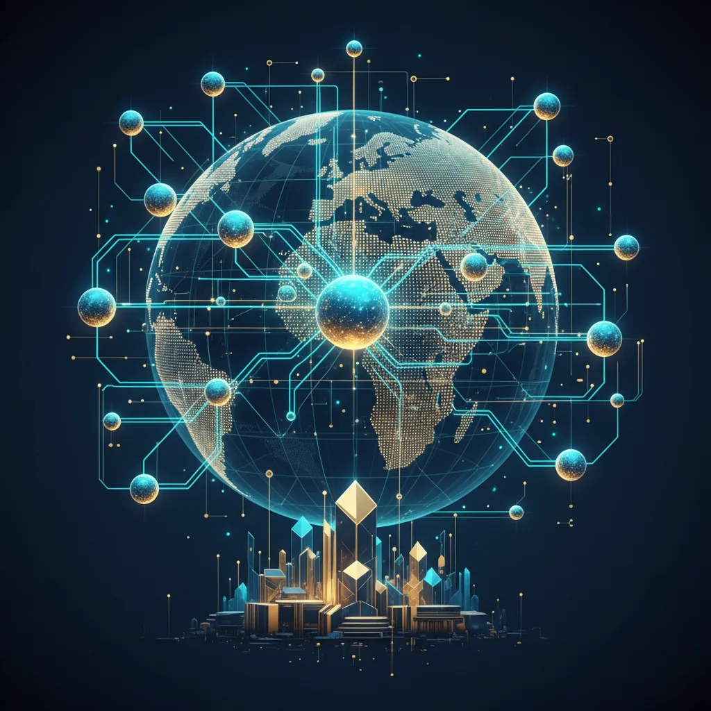 Ilustração digital representando o rastreamento de citação com fluxos de dados e inteligência artificial para visibilidade online.
