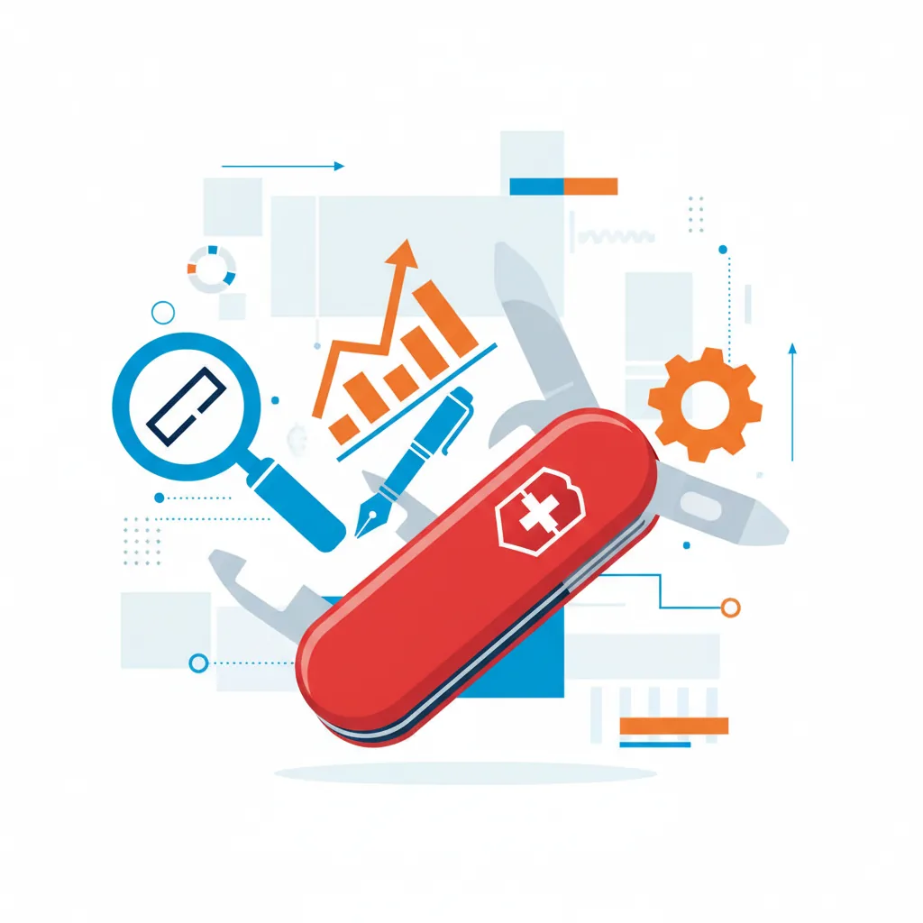 Framework prático para escolher as melhores ferramentas de SEO em 2026, com ícones representando diferentes funções.