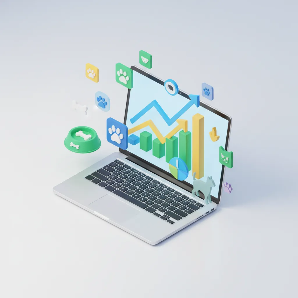 Representação visual de crescimento de tráfego orgânico para e-commerce pet com foco em SEO profissional