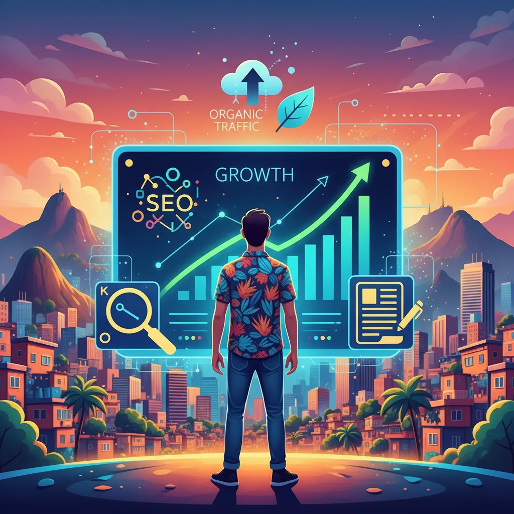 Pequena e média empresa brasileira com gráfico de tráfego orgânico