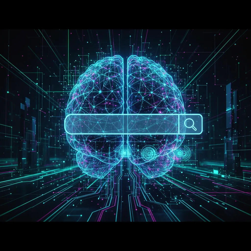 Abstração de um cérebro digital com conexões brilhantes, simbolizando como fazer uma empresa ser recomendada pelo ChatGPT através de GEO.