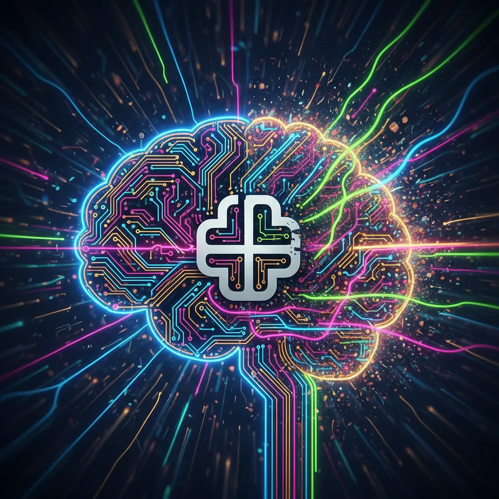 Gráfico abstrato mostrando a evolução de uma empresa tradicional para uma empresa de IA, ilustrando o conceito de reposicionamento com IA em 2026.