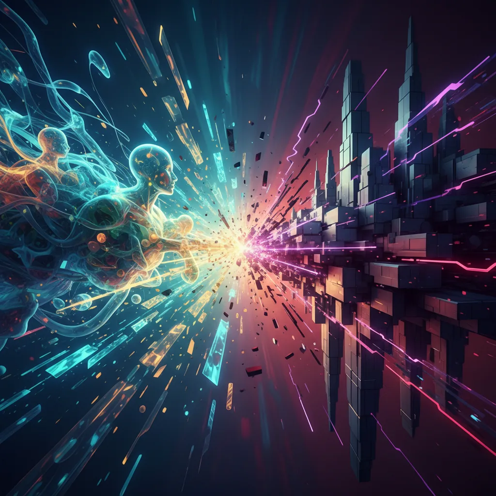 Ilustração da batalha judicial entre Elon Musk e a OpenAI, representando o futuro da inteligência artificial.