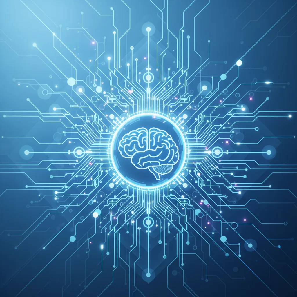 Ilustração de uma inteligência artificial aprendendo e processando informações para recomendar uma empresa através de GEO.