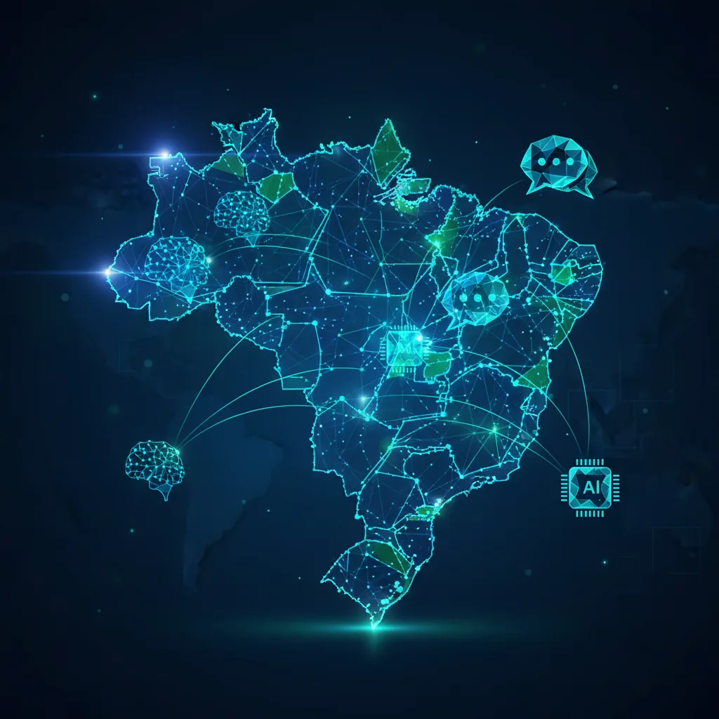 Infográfico moderno mostrando a conexão entre inteligência artificial e estratégias de SEO local AEO e GEO em 2026.