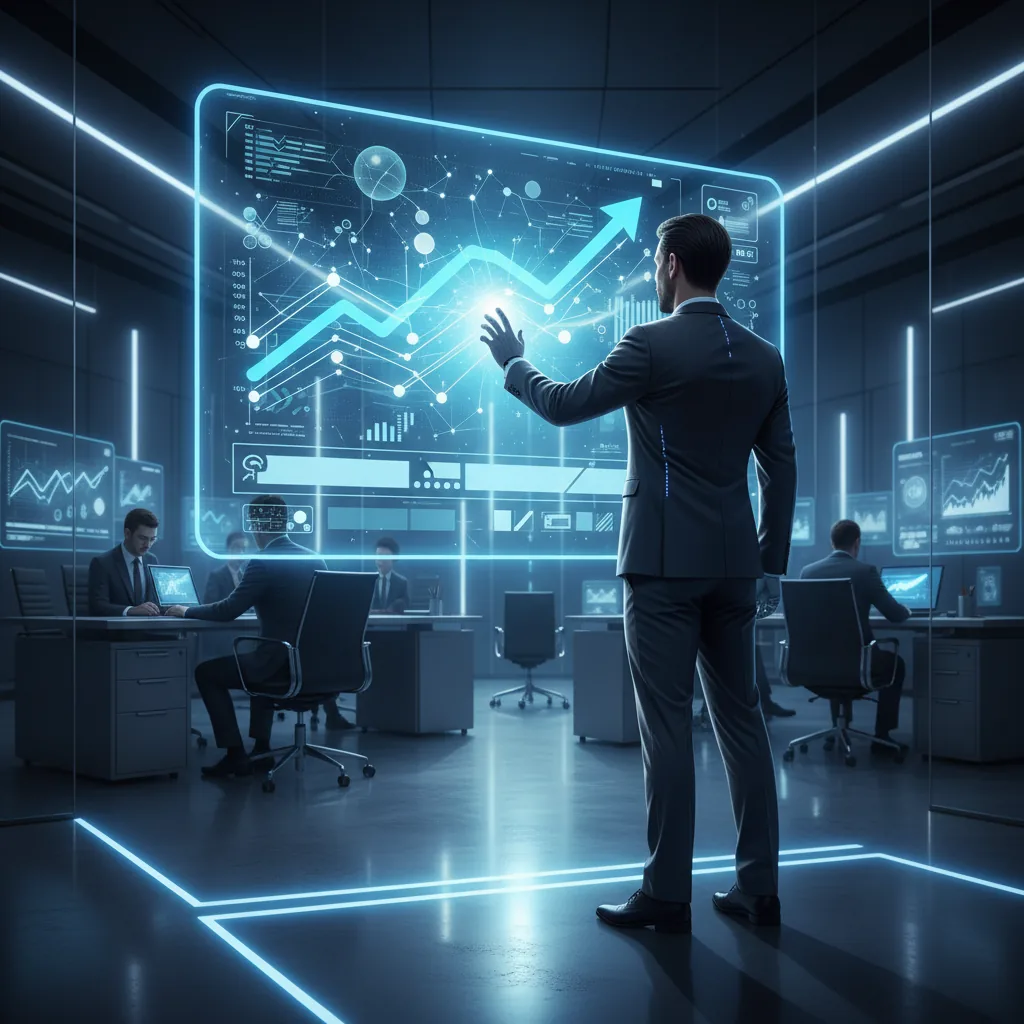 Estrategista de marketing analisando métricas de SEO para empresas em um tablet moderno em 2026.