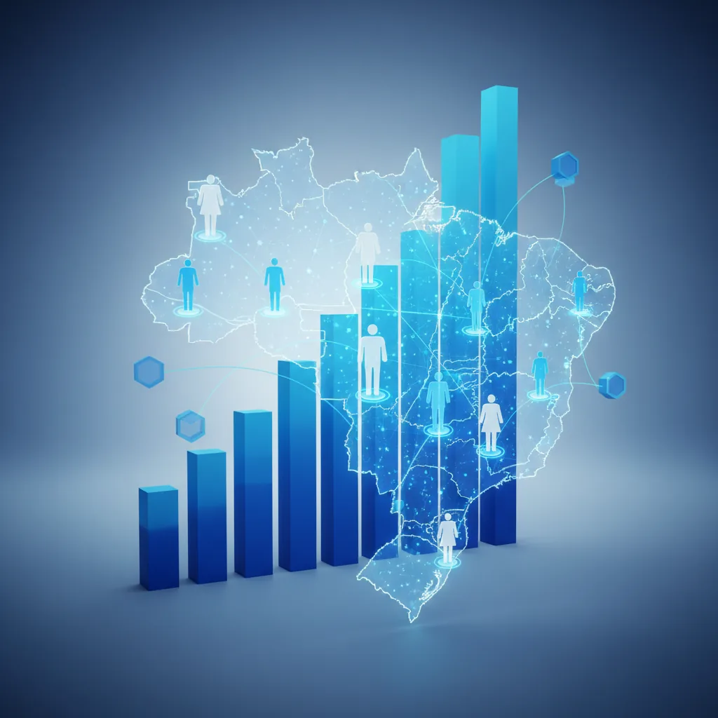 Infográfico digital mostrando crescimento orgânico em 2026 através de dados de impacto social no Brasil