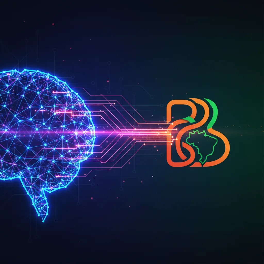 CEO de uma empresa brasileira olhando para um holograma que mostra como o ChatGPT pode citar sua empresa.