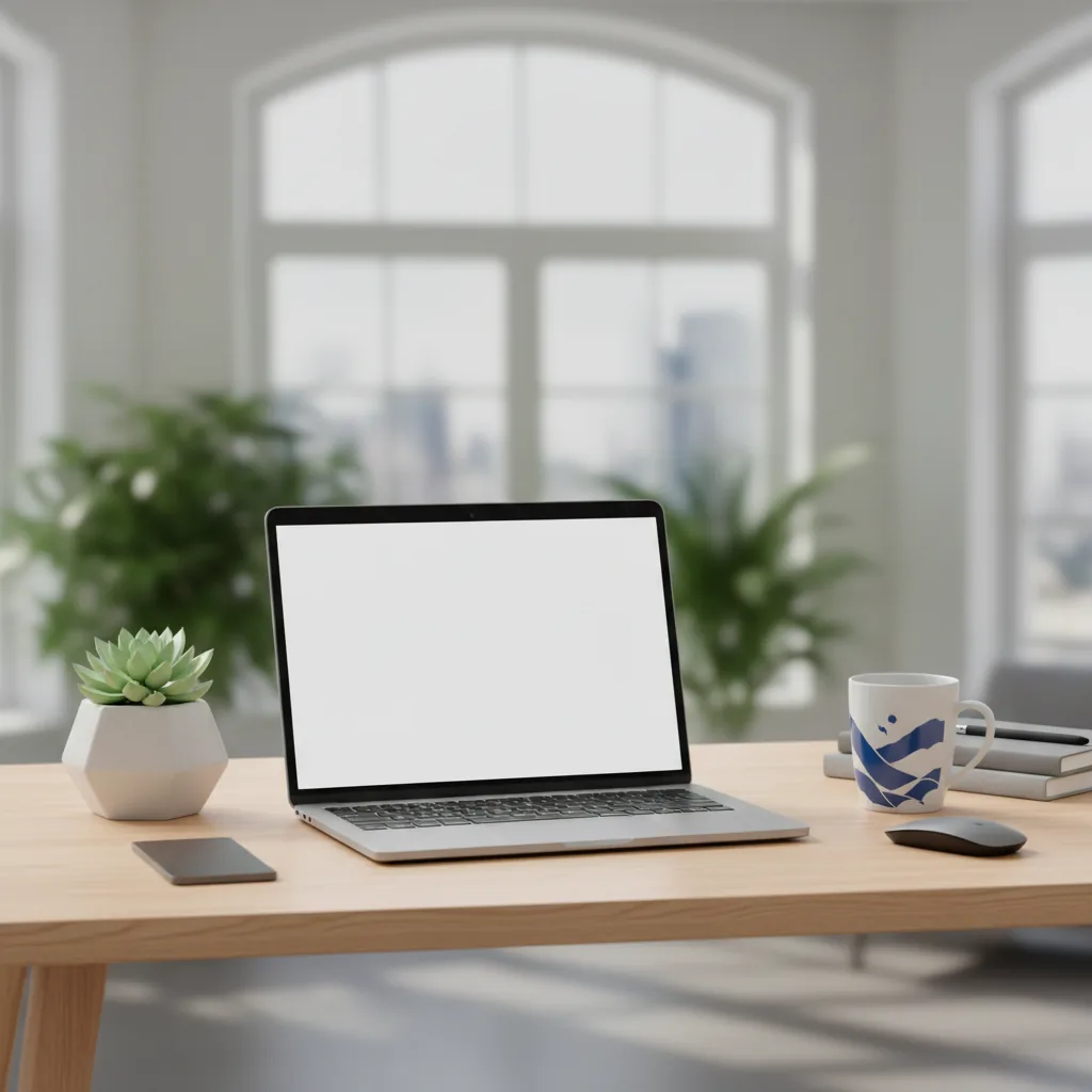 Notebook em uma mesa de home office, simbolizando o trabalho remoto para empresas dos EUA.