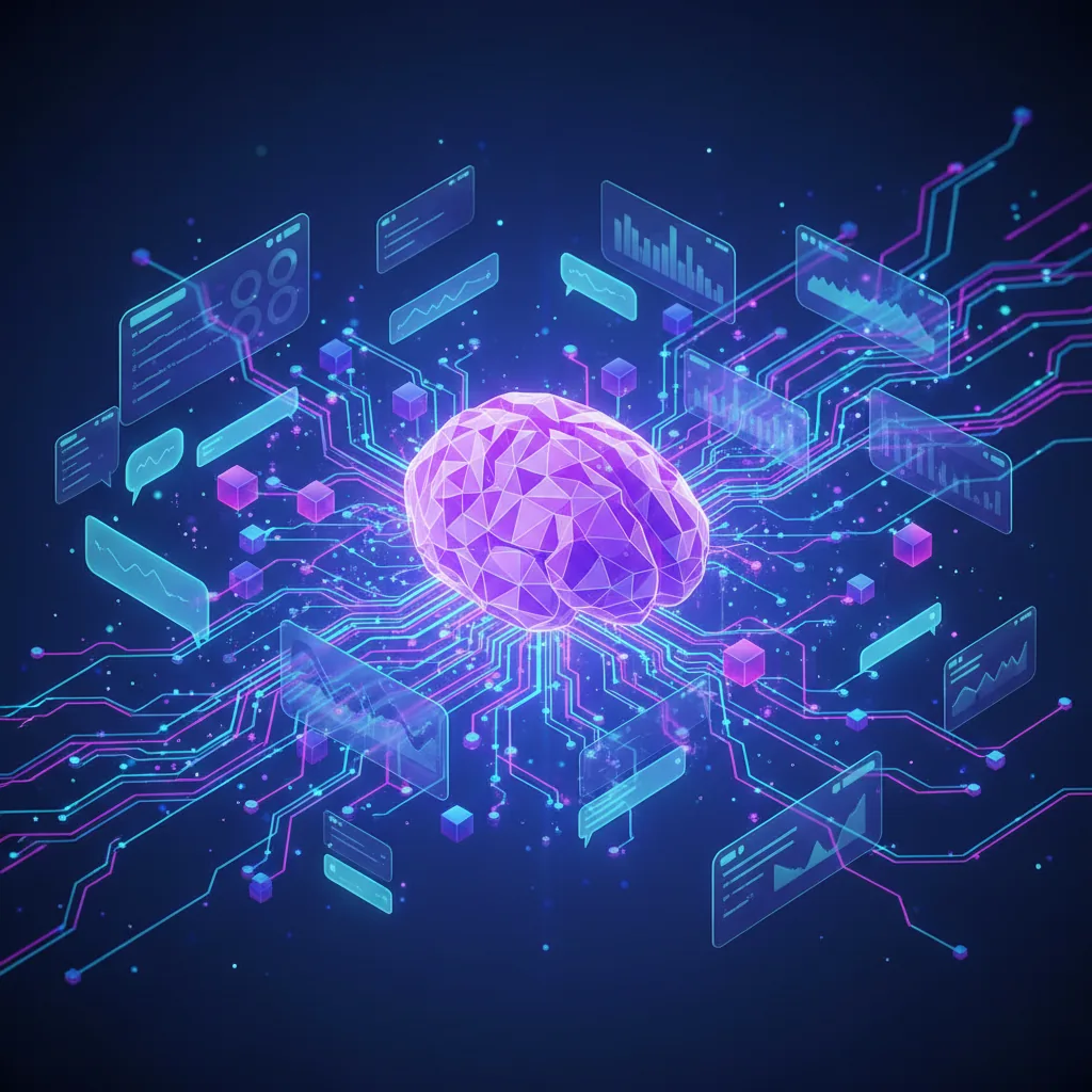 Ilustração conceitual de uma cabeça humana integrada a circuitos digitais enviando dados para uma nuvem de inteligência artificial, representando o AEO e GEO em 2026.