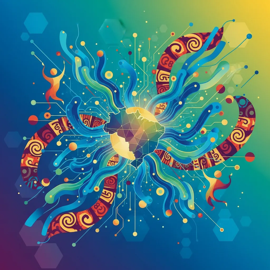 Ilustração abstrata de otimização de dados para inteligência artificial no contexto brasileiro.