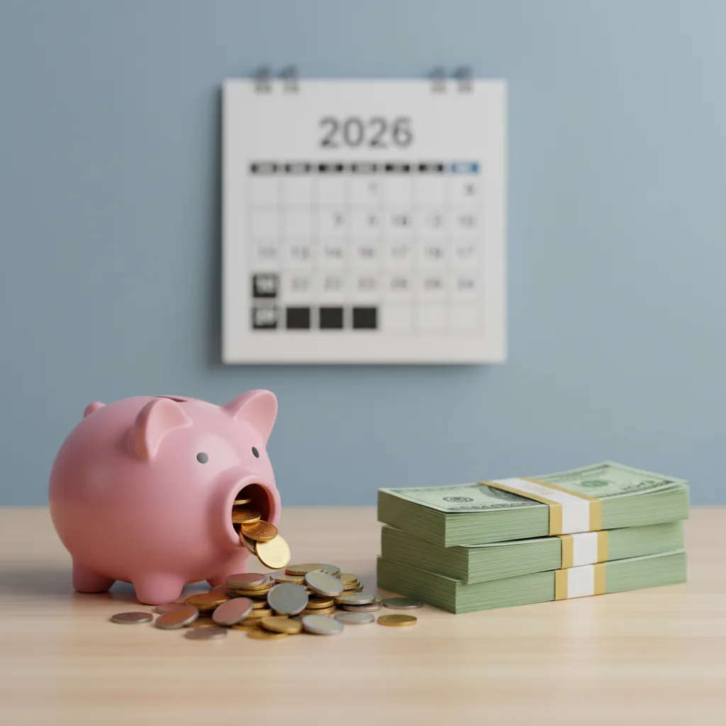 Cofrinho sendo preenchido para ilustrar o guia sobre como acertar as finanças com renda extra em 2026.