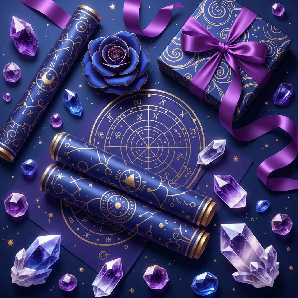 Um guia de presente astrológico para o Dia das Mães 2026, com um mapa astral e uma caixa de presente.