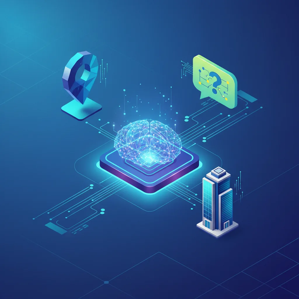 Infográfico ilustrando a conexão entre inteligência artificial e estratégias de SEO para busca inteligente em 2026.